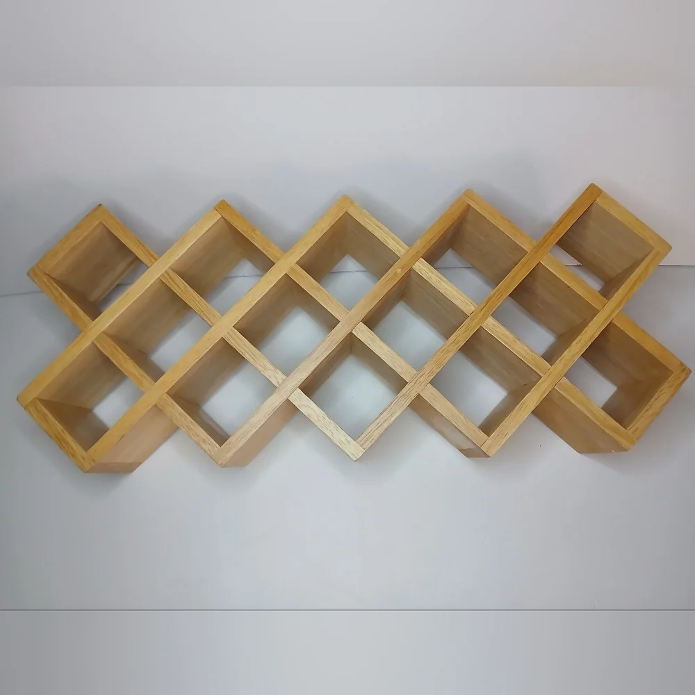 Vintage Wooden Multiple Cubby Display Shelf - 3 Rows Wooden Display Shelves